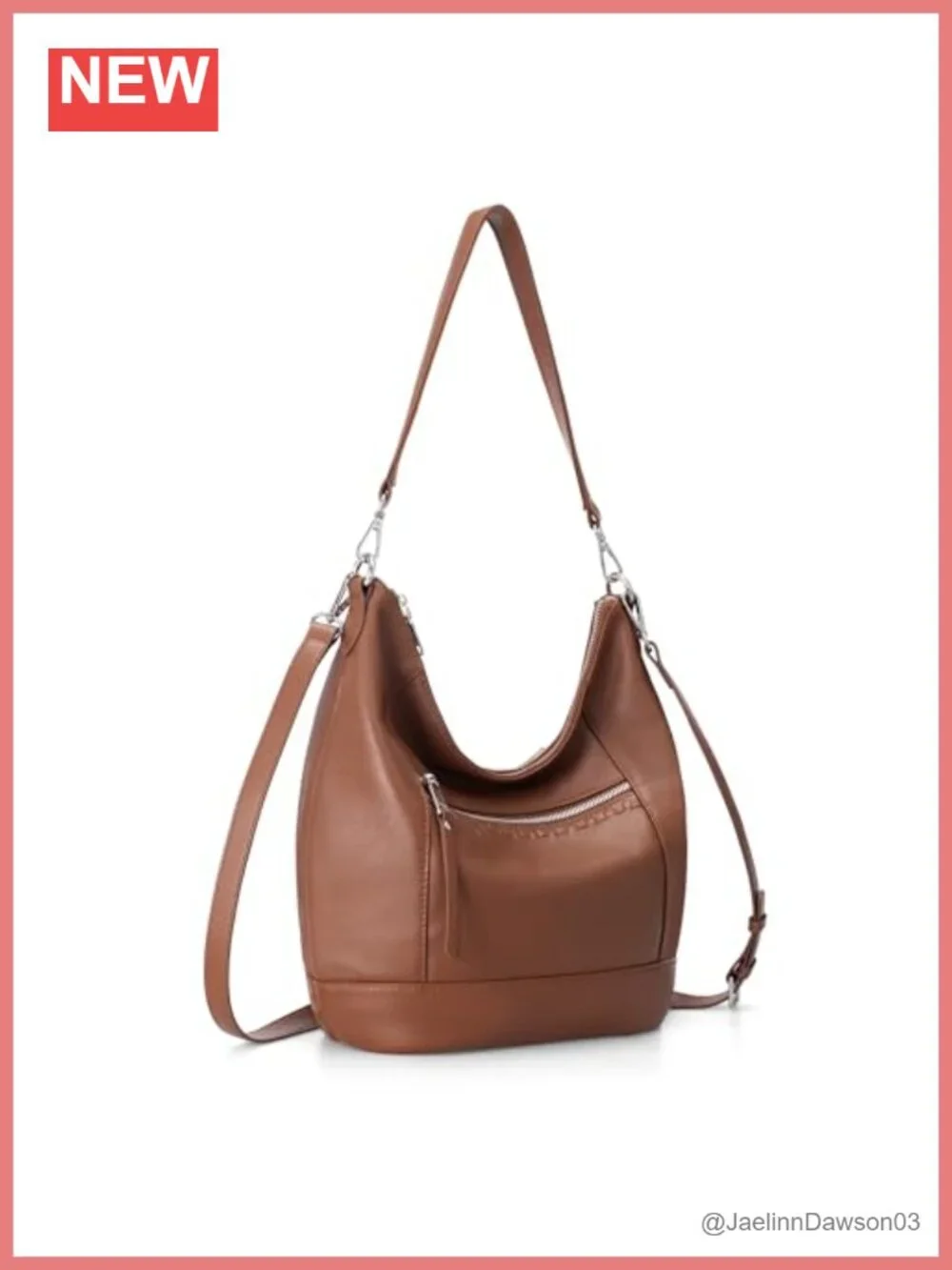 Genuine Leather Crossbody Hobo Purse for Women Soft Lightweight Handbags with 2